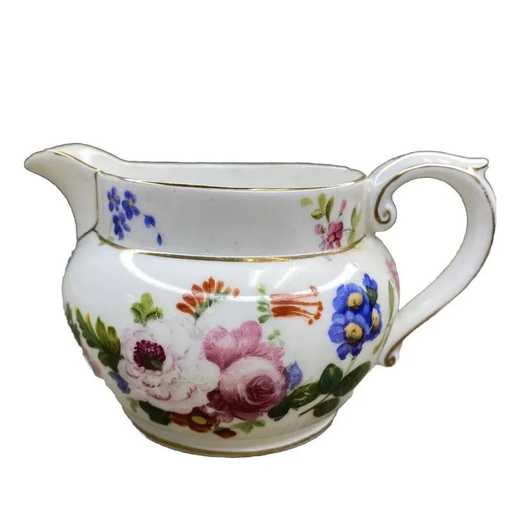 Vintage Grosvenor Ye Old English Creamer Floral Jackson Gosling‎ England Gold